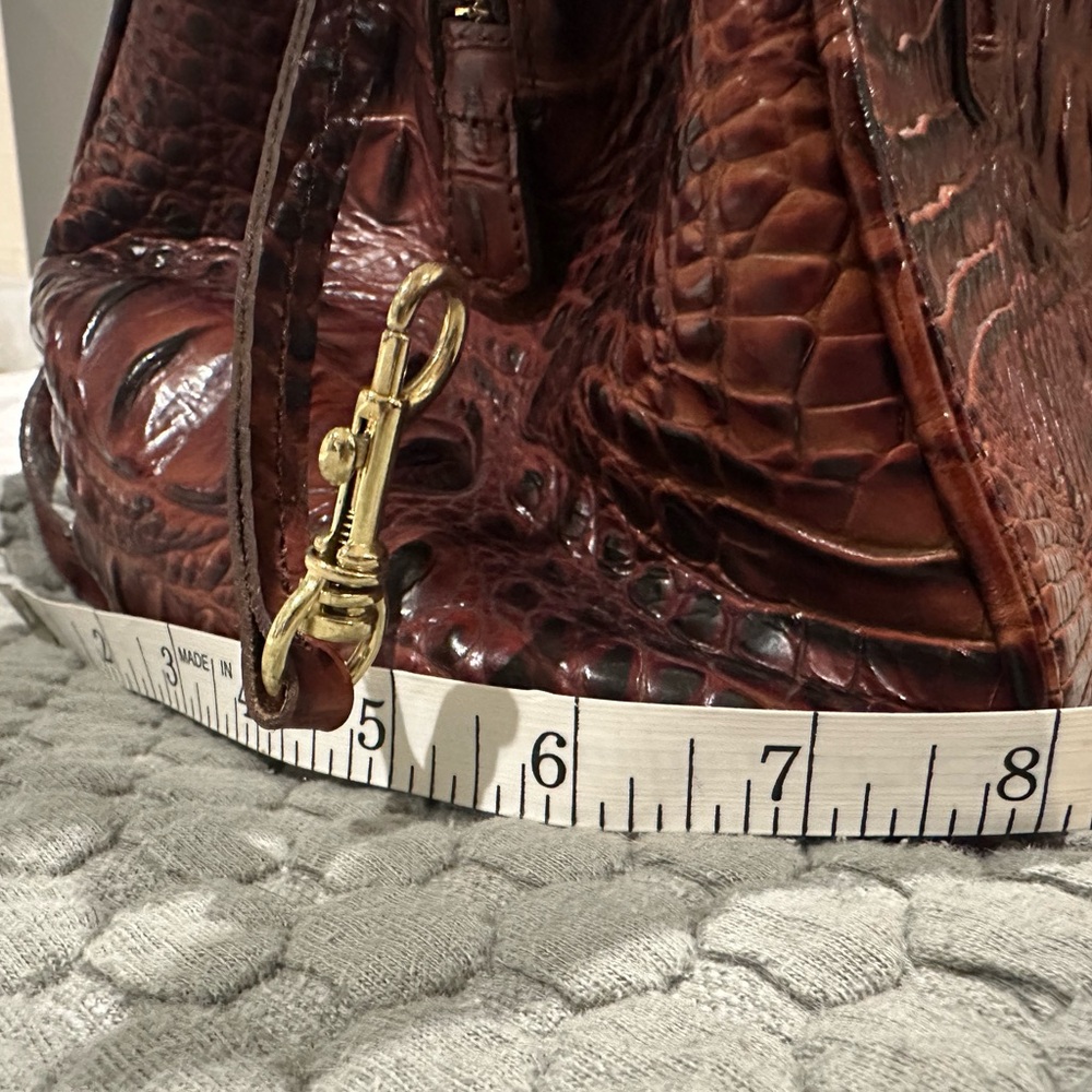 Brahmin Brown Crocodile Embossed Satchel with Gold Accents - Picture 14 of 16